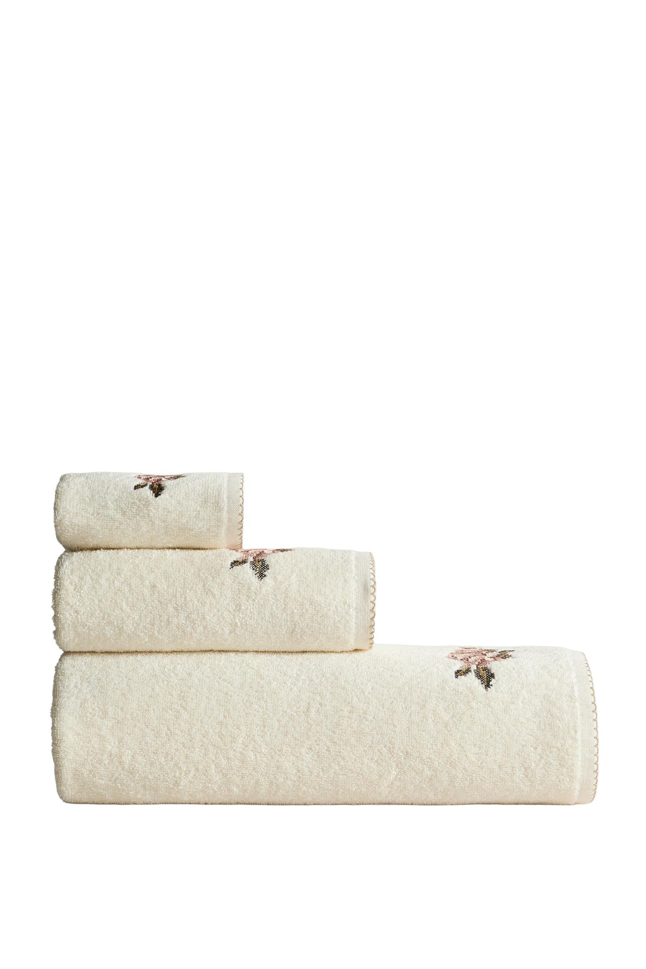 EMBROIDERED FLOWER COTTON BATH TOWEL (500 GSM)