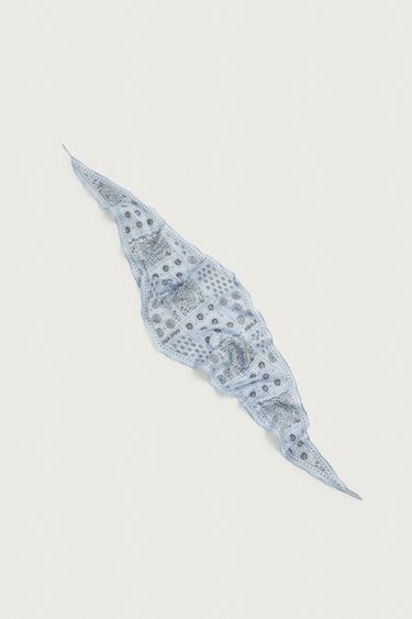 LONG PATCHWORK PRINT BANDANA - Sky blue by Zara