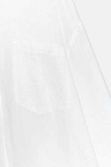 OVERSIZE GAUZE SHIRT WITH POCKET - White by Zara - Image 6