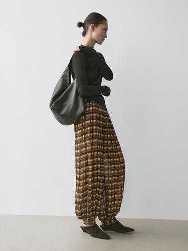 Pantalon fluide bouffant - Moutarde de Zara