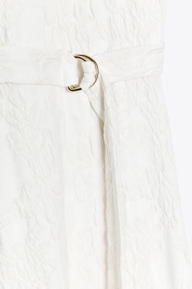 ROBE JACQUARD CEINTURE - Écru de Zara - Image 2