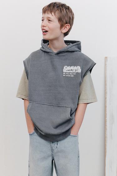 Zara HOODED SWEATSHIRT VEST - Dark anthracite
