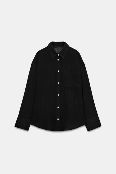 CAMISA GASA OVERSIZE BOLSILLO - Negro de Zara