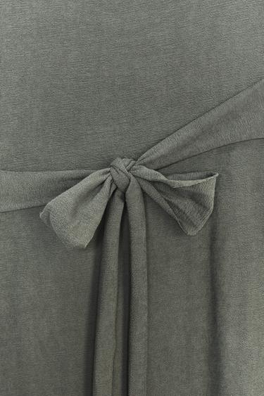 BELTED DRESS WITH BOW - Grey green by Zara - Image 6