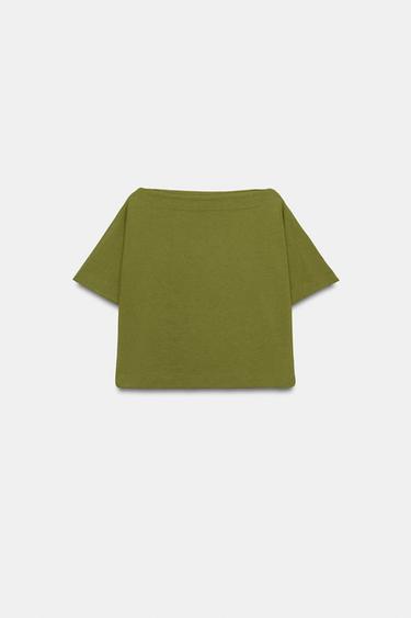 TOP COURT EFFET CAPE - Vert olive de Zara - Image 5