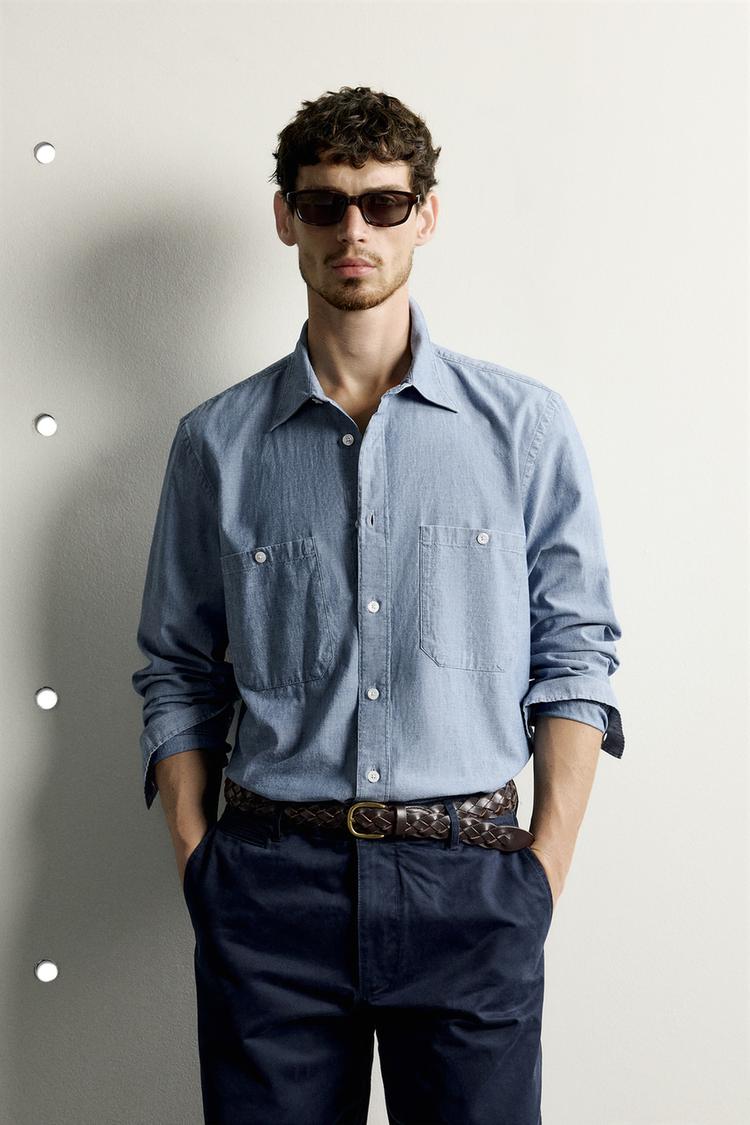 CHAMBRAY REGULAR FIT SHIRT WITH POCKETS