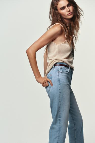 Z1975 NEW MOM FIT VINTAGE LOOK HIGH-WAIST BELTED JEANS - Mid-blue by Zara - Image 3