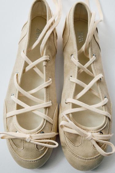 Zara BOW BALLET FLATS - Off White