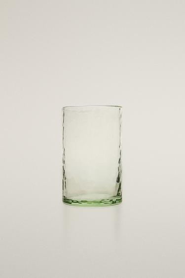 Zara HAMMERED EFFECT GLASS SOFT DRINK TUMBLER - Green
