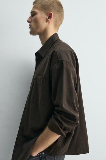CHEMISE FLUIDE COUPE DÉCONTRACTÉE ÉDITION LIMITÉE - Marron foncé de Zara - Image 4