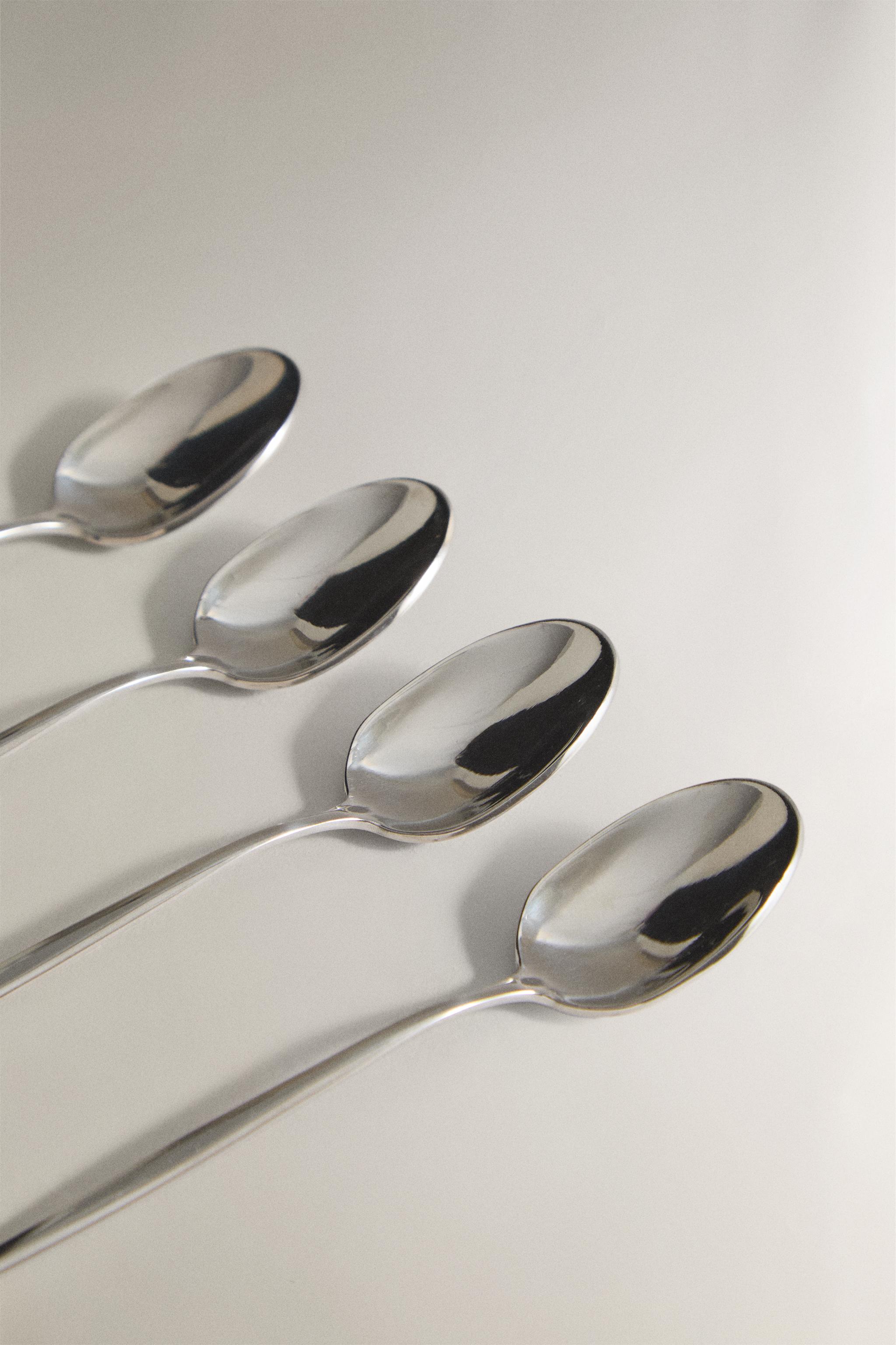 THIN HANDLE COFFEE SPOONS (PACK OF 4) — Steel