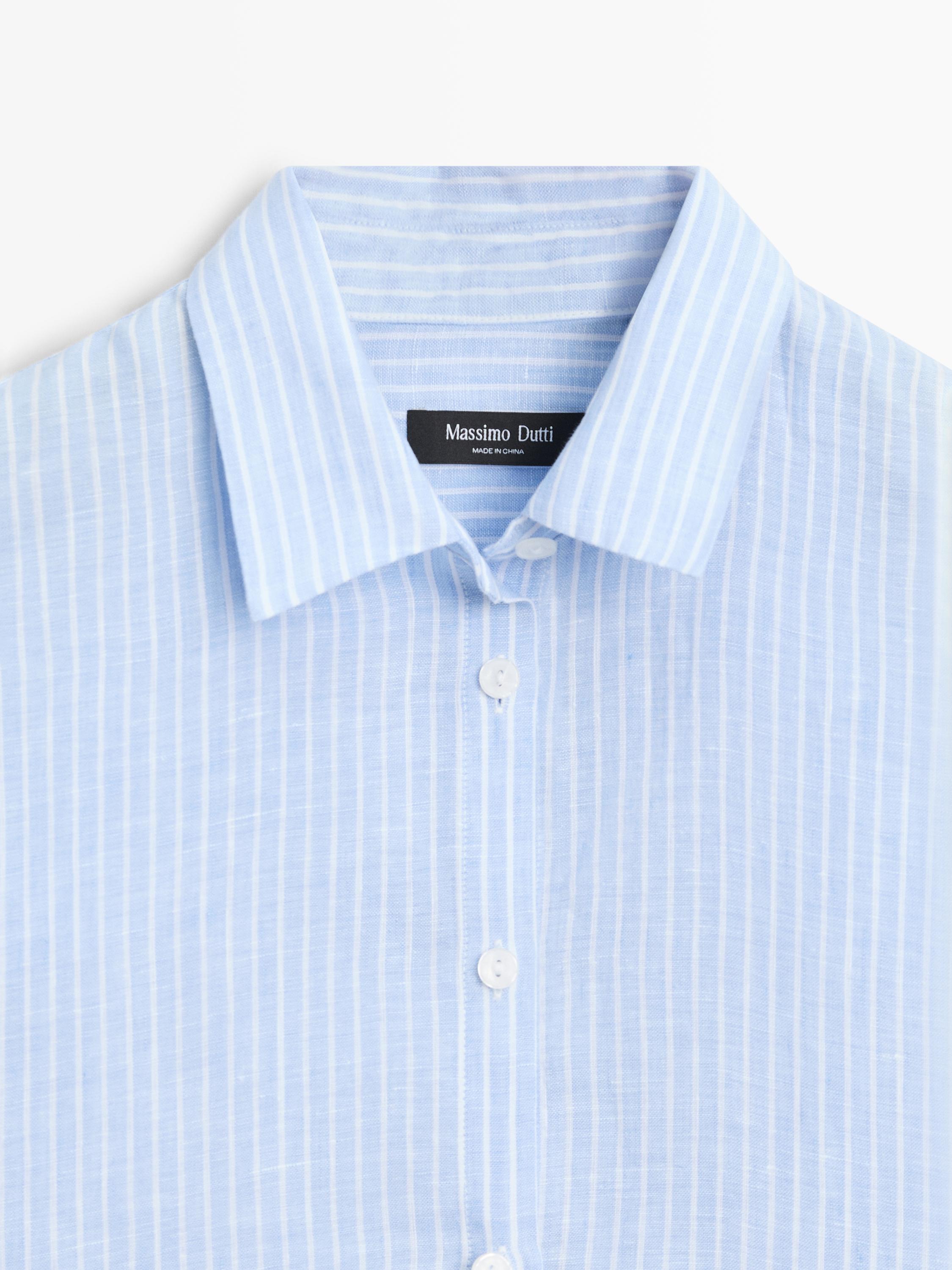 Flowing striped 100% linen shirt