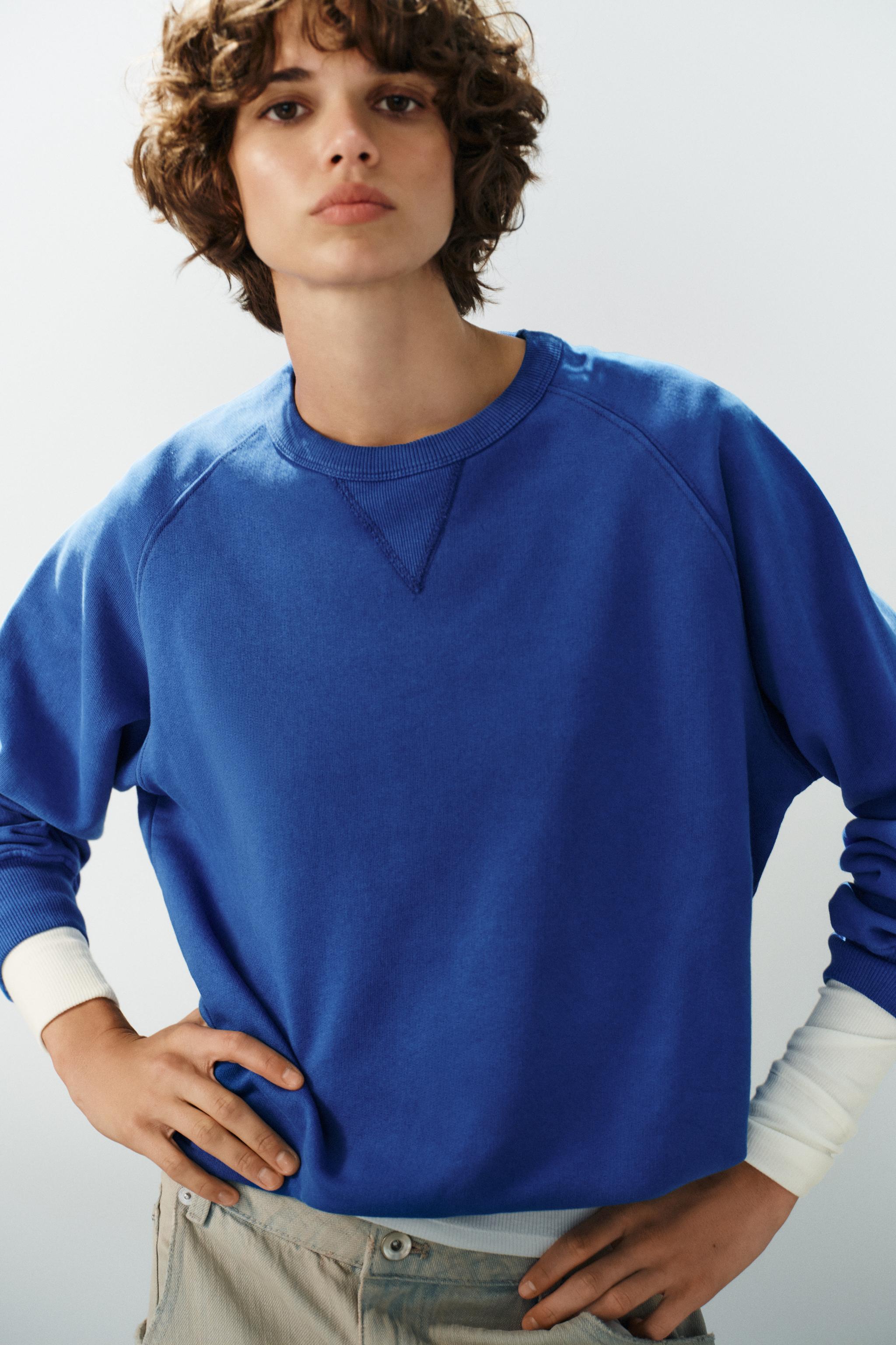 WASHED-EFFECT SWEATSHIRT — Indigo