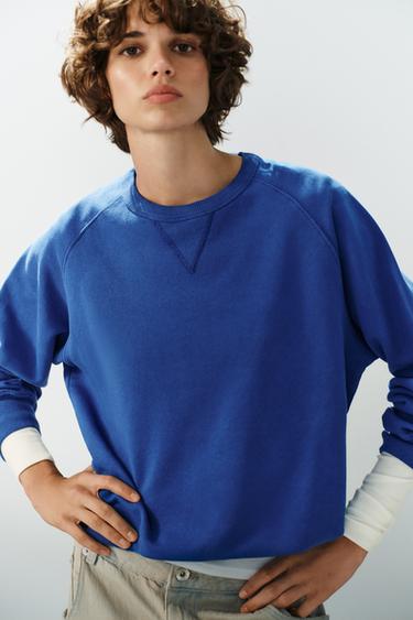 WASHED-EFFECT SWEATSHIRT — Indigo 1