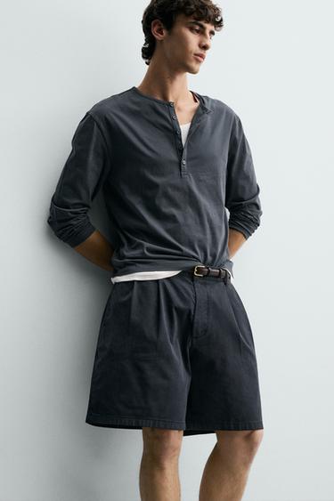 BERMUDA CHINO REGULAR FIT À PLIS - Bleu marine de Zara - Image 5
