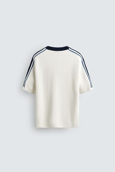 RETRO STRIPED KNIT T-SHIRT - Oyster-white by Zara - Image 8