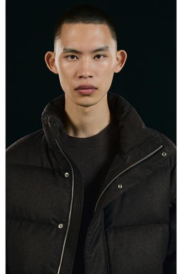100% WOOL HIGH NECK DOWN JACKET — Leopard / Gray 1