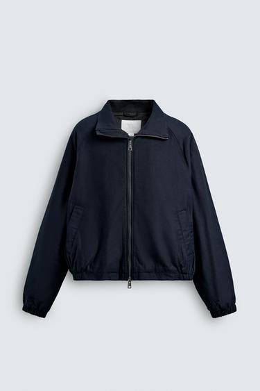 جاكيت CROPPED FIT منجد - أزرق الخاص بـ Zara