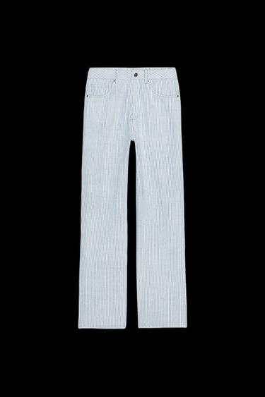 STRAIGHT-LEG STRIPED TROUSERS - Blue/White by Zara - Image 0