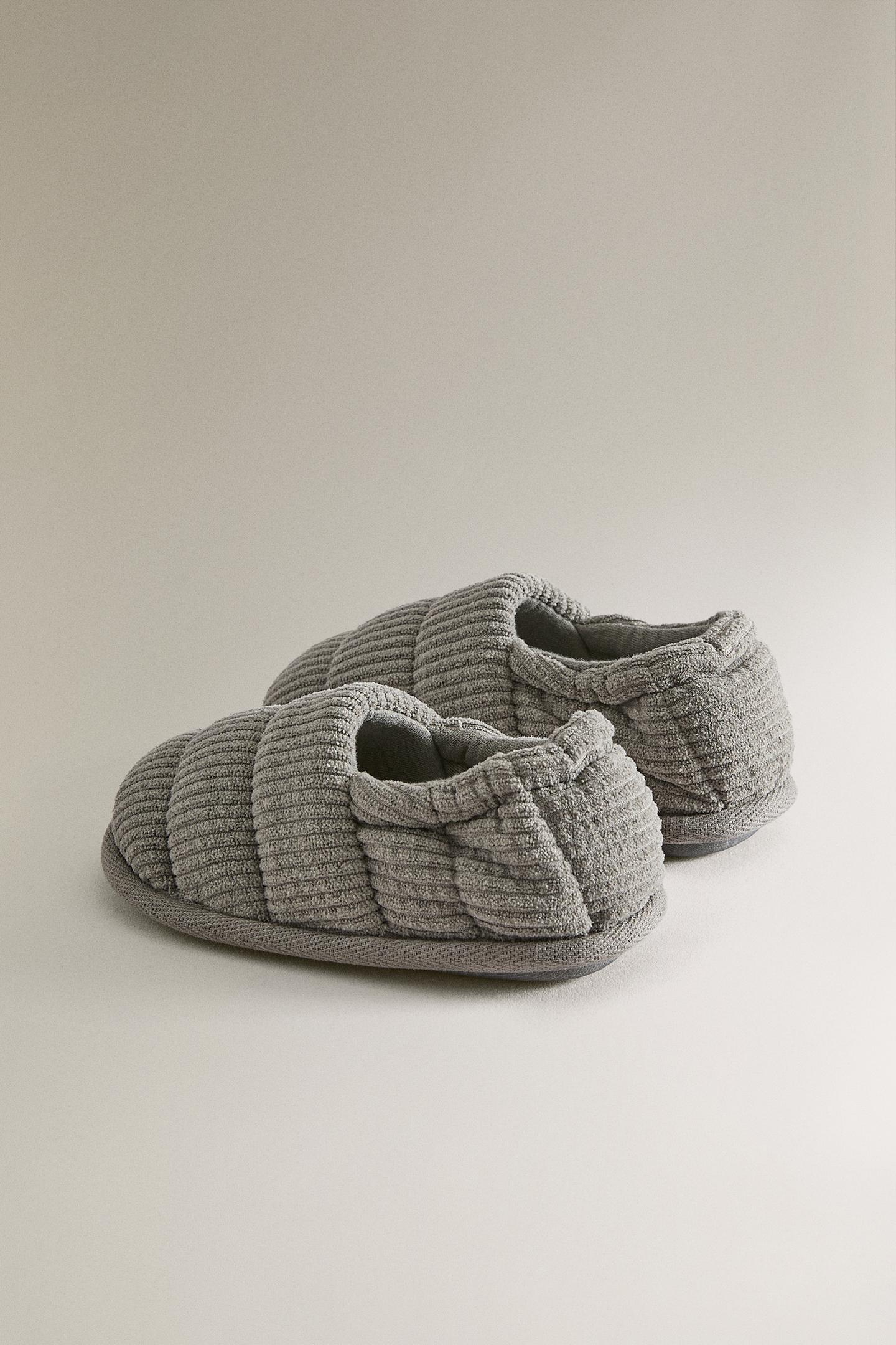 Детские тапочки Zara Corduroy Slippers, цвет: Серый — фото 4