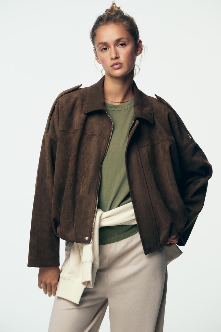 SUEDE EFFECT BOMBER JACKET