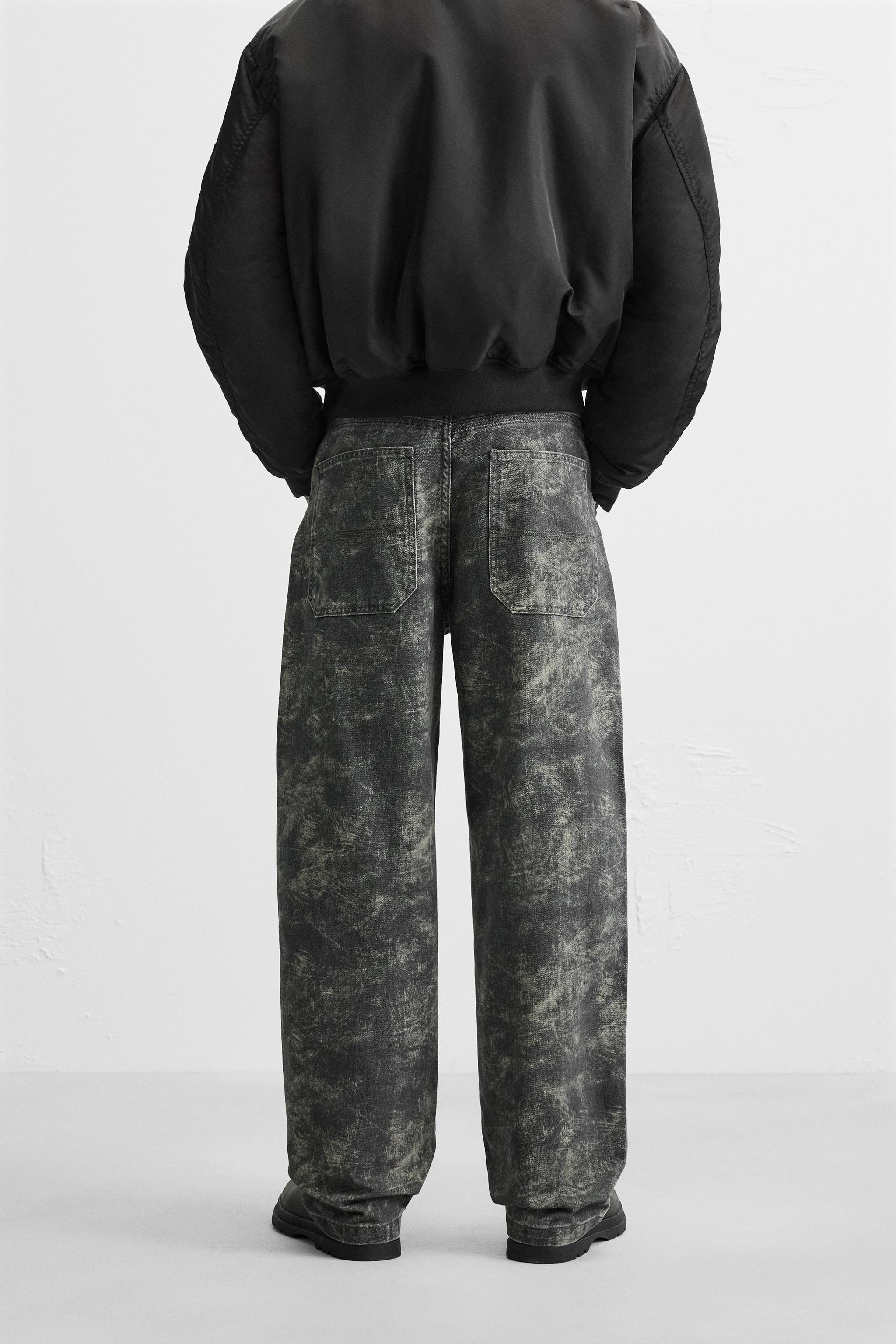BAGGY ABSTRACT PRINT PANTS - Dark gray | ZARA United States