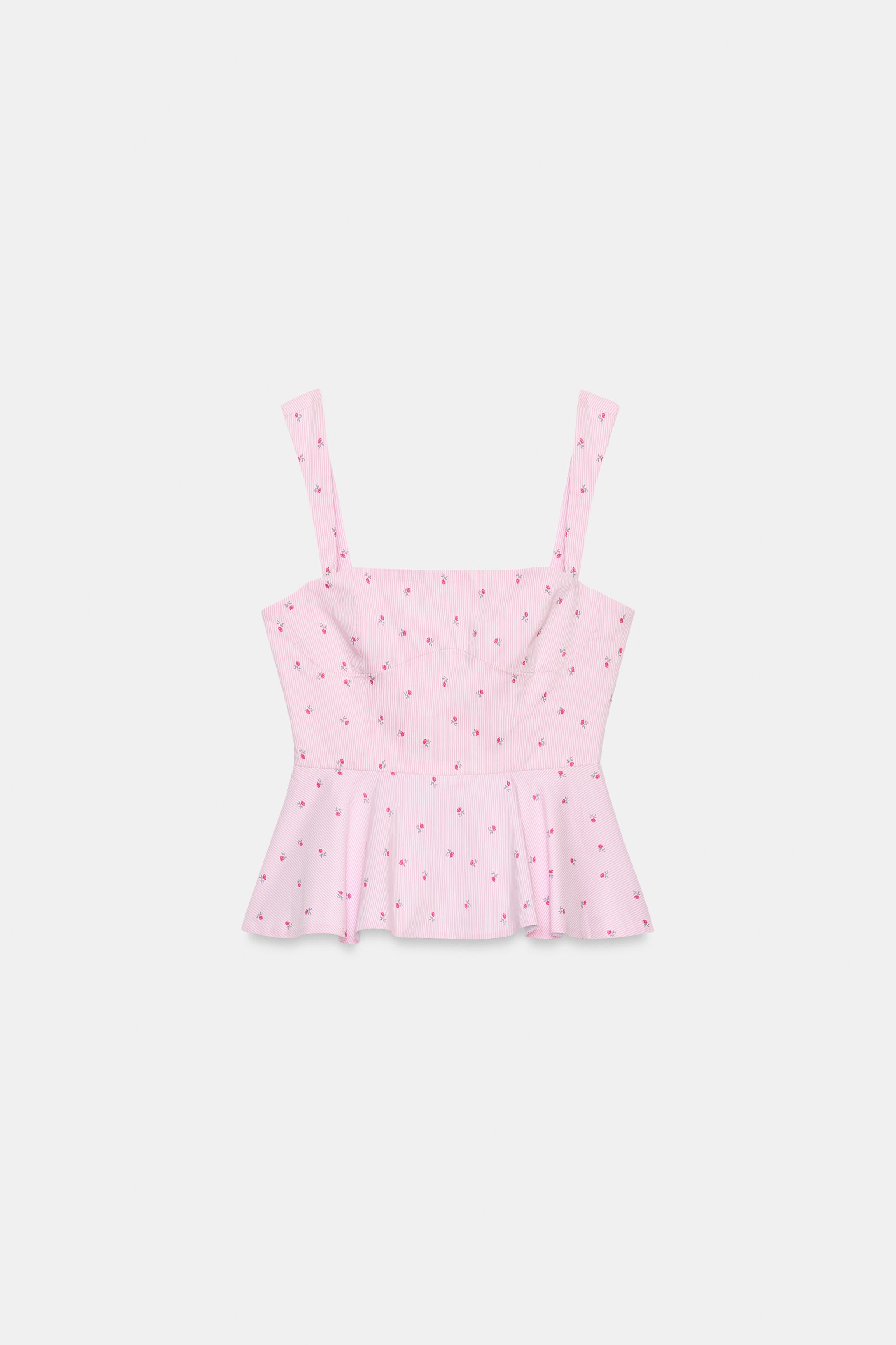 TOP BUSTIER RAYURES FLEURS