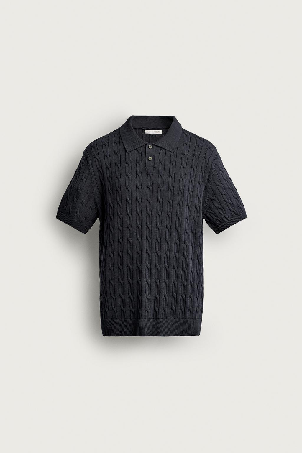 CABLE KNIT POLO SHIRT