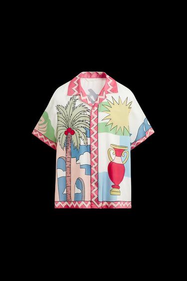 CAMISA SATINADA PAISAJE - Rosa de Zara - Imagen 0