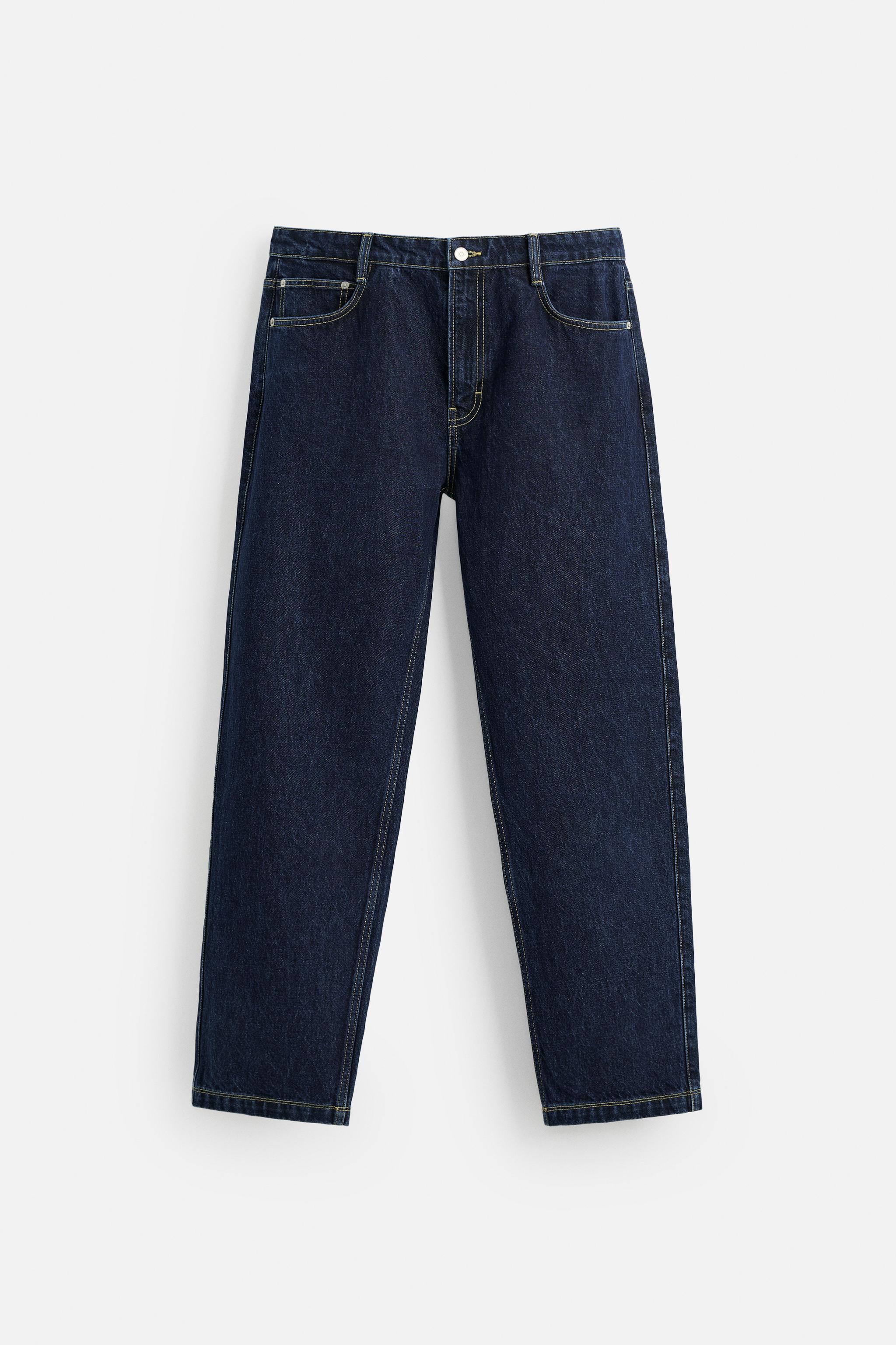 TOPSTITCH STRAIGHT FIT JEANS - Indigo | ZARA United States