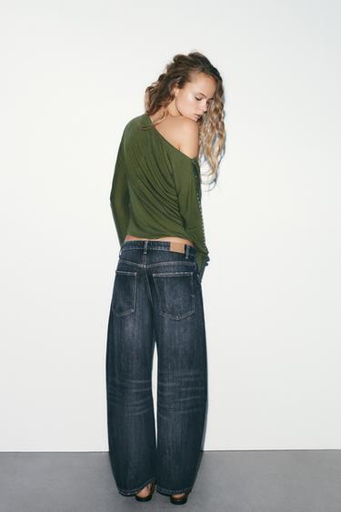 LONG SLEEVE STUDDED T-SHIRT - Green marl by Zara - Image 4