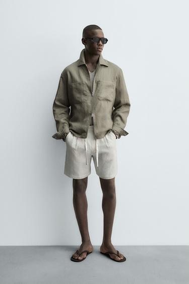 OVERSHIRT 100% ΛΙΝΟ ΦΕΡΜΟΥΑΡ - Μπεζ ανοιχτό του Zara - Εικόνα 0