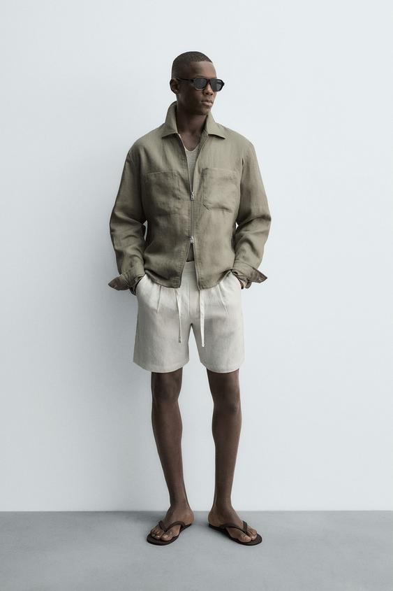 100% LINEN ZIP-UP OVERSHIRT from Zara - $99.90