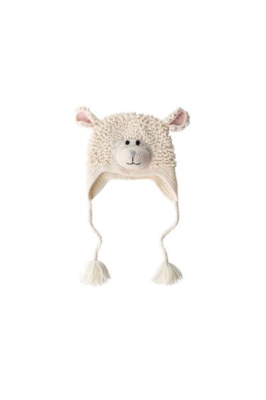 Zara LIMITED EDITION WOOL SHEEP HAT - Ecru