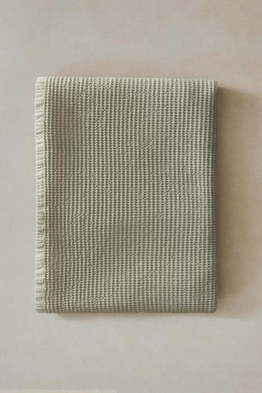 Zara MINI WAFFLE-KNIT BATH TOWEL - Mid-green
