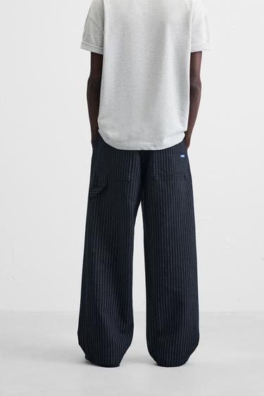 PANTALON RELAXED FIT RAYURES - Bleu de Zara - Image 2