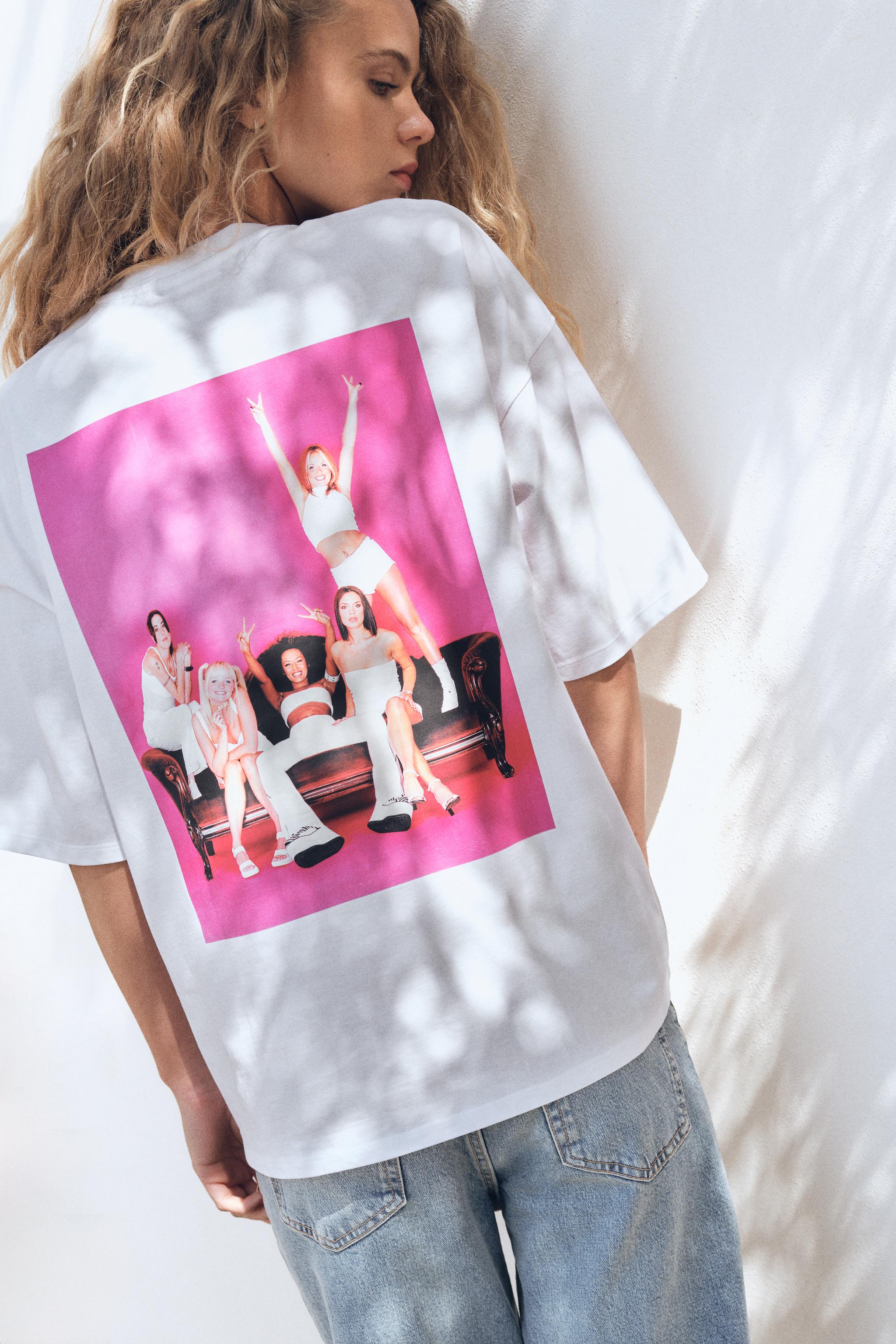 スペイン発送 ZARA SPICE GIRLS プリントTシャツ カジュアル スペイン発送 ZARA SPICE GIRLS ウォッシュ加工プリントTシャツ