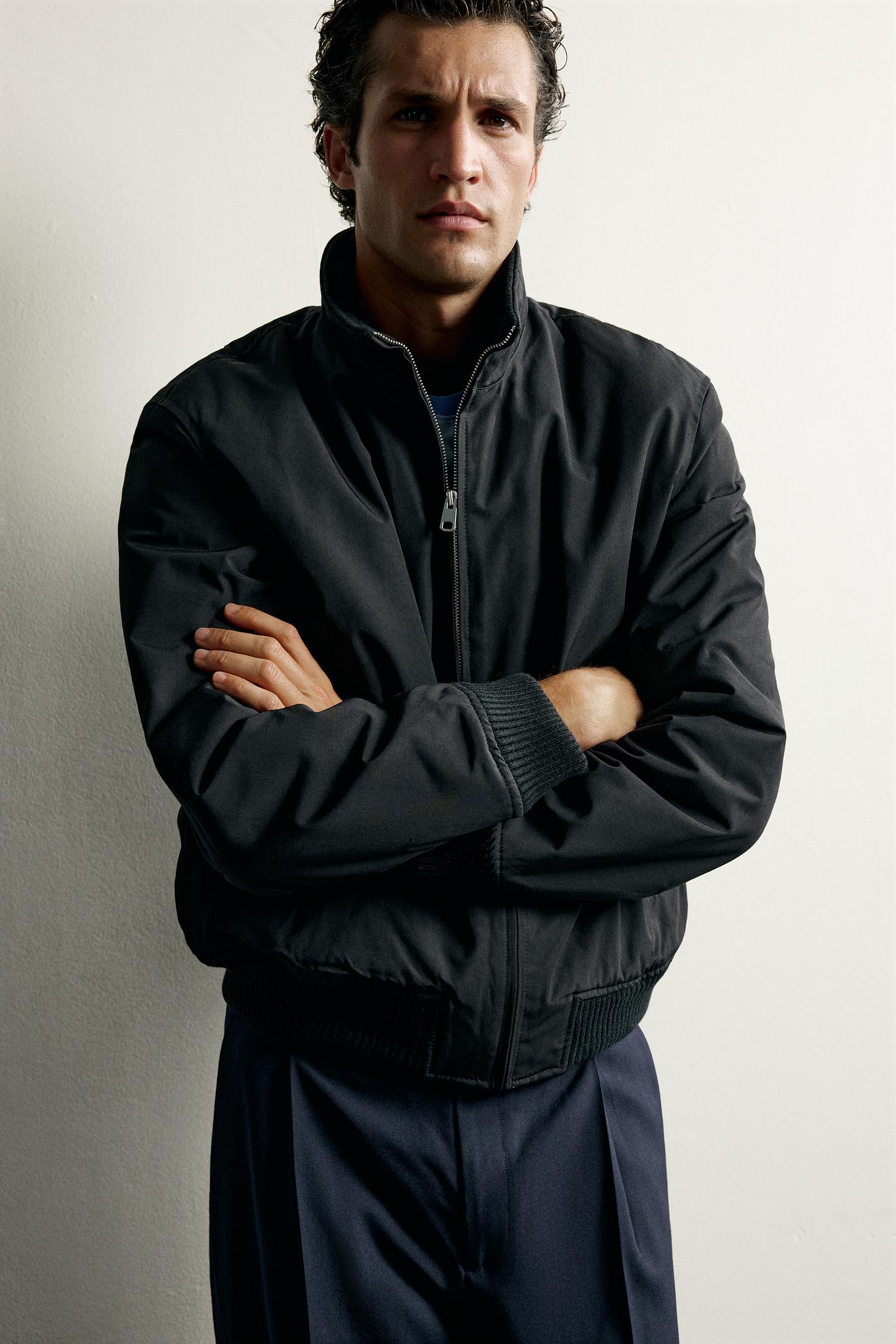 Мужская куртка Zara Quilted Regular Fit Bomber, цвет: Чёрный — фото 5