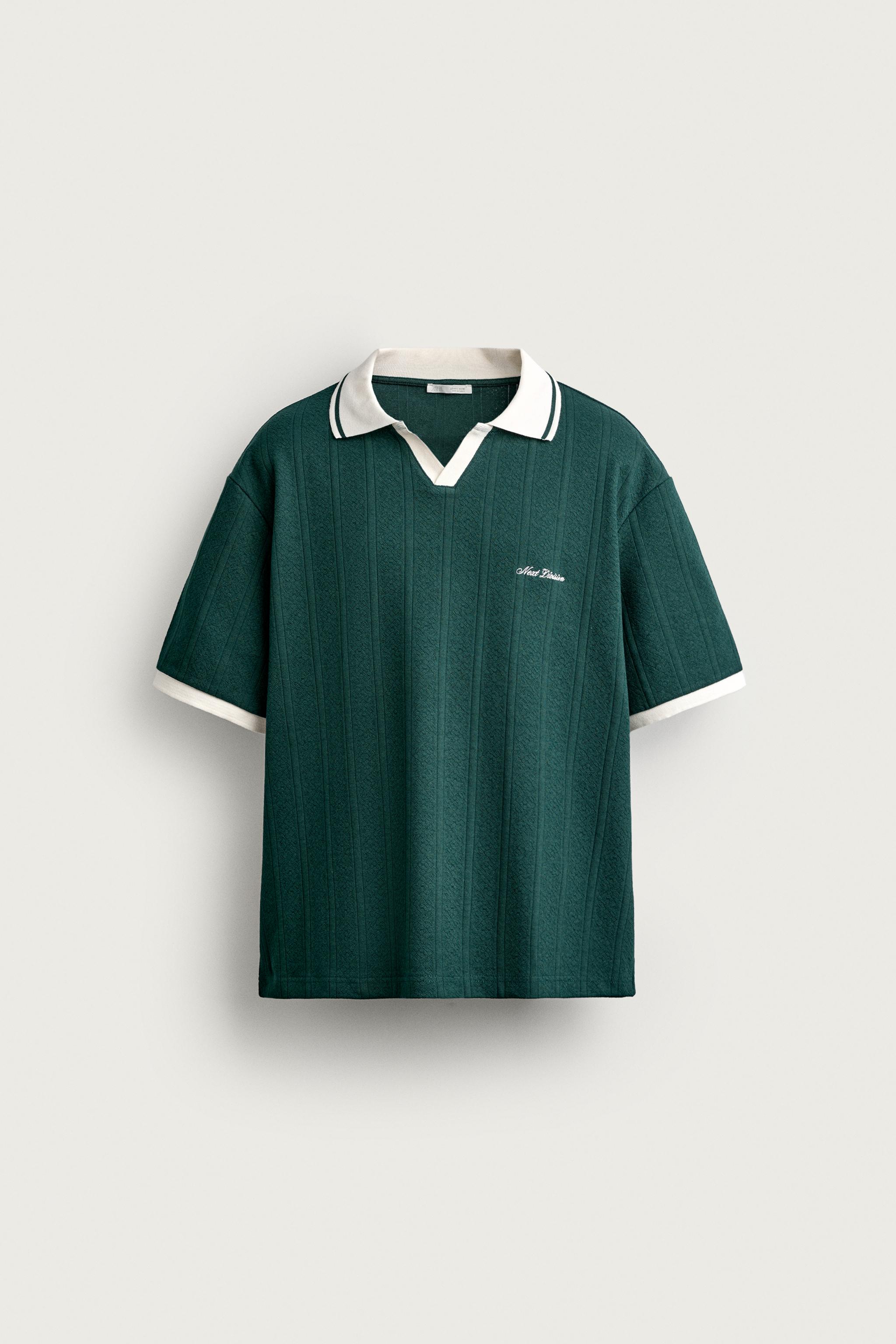 RELAXED FIT EMBROIDERED TEXT POLO — Bottle green