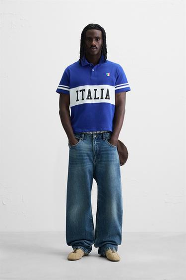 COLOUR BLOCK FLAG POLO SHIRT - Blue by Zara