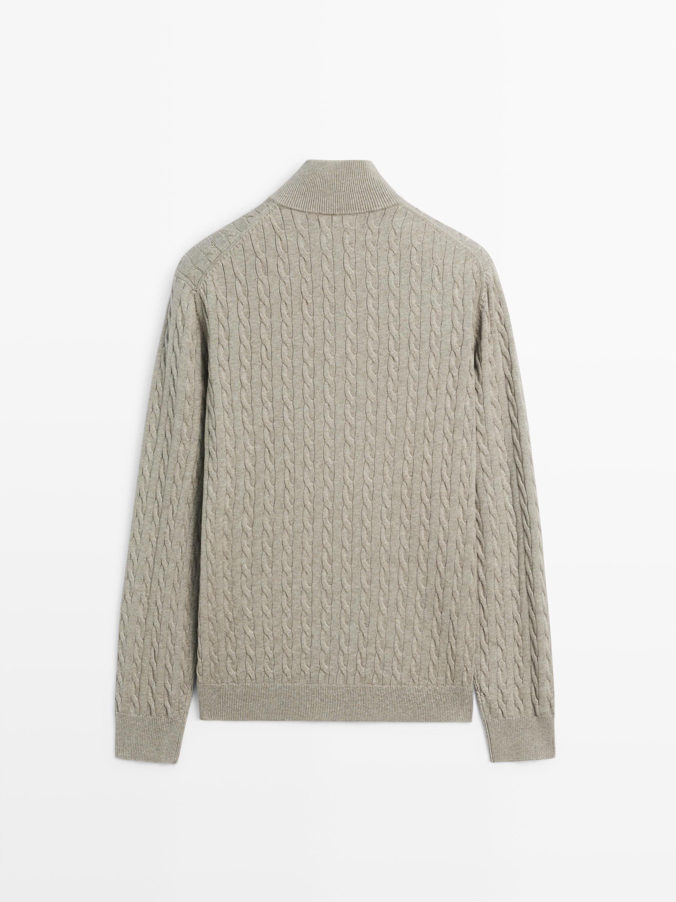 Mock neck knit sweater with zip
