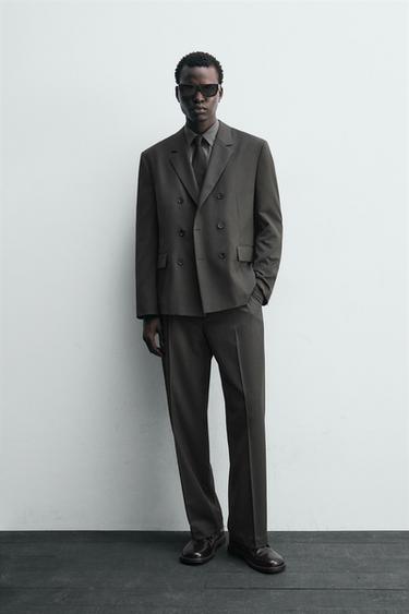WOOL BLEND SUIT TROUSERS - Dark grey by Zara