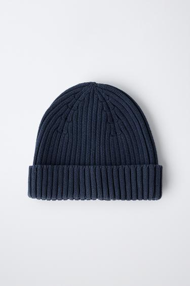 WASHED-EFFECT KNIT BEANIE - Ink blue by Zara - Image 3