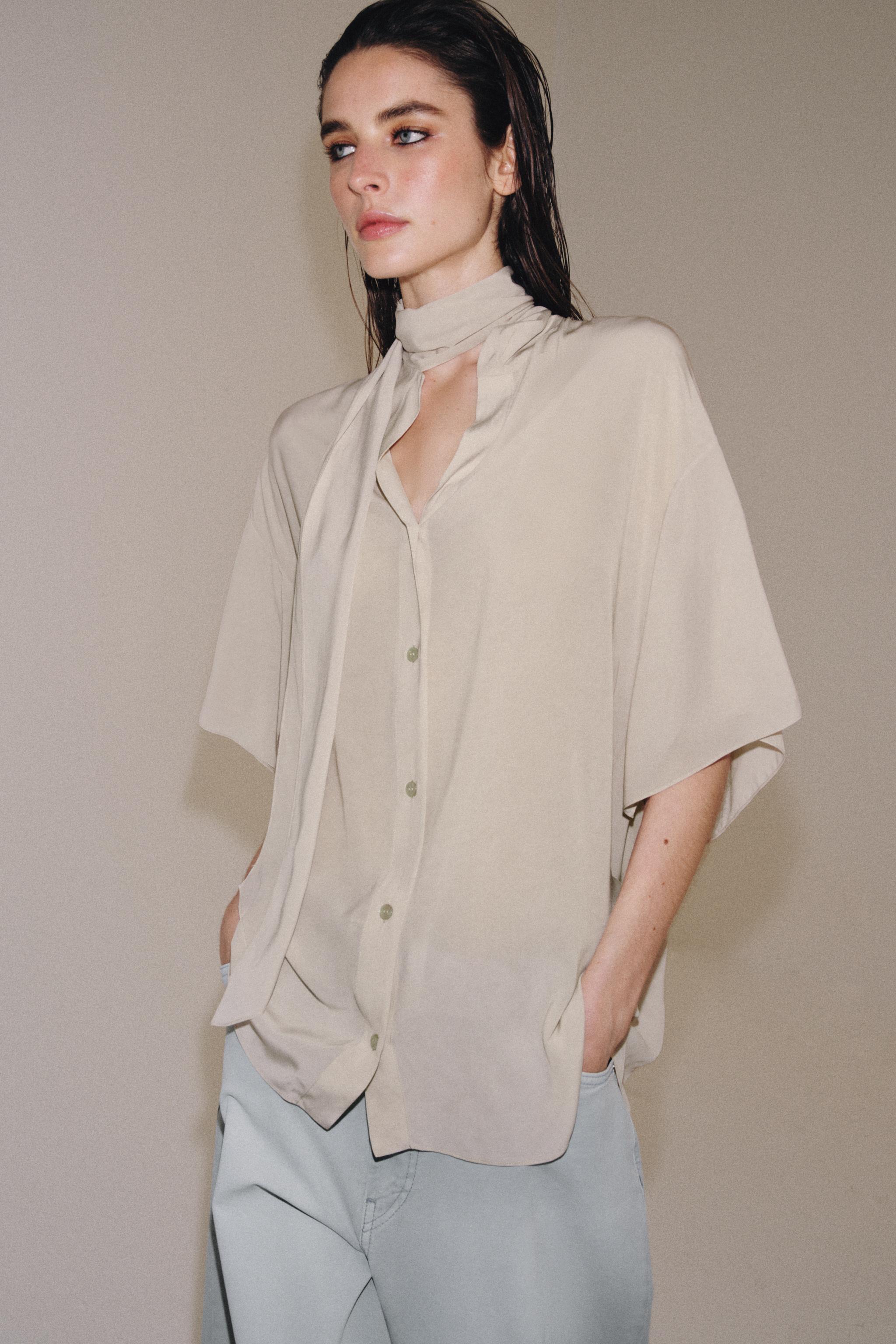 ZW COLLECTION FLOWY TIED SHIRT