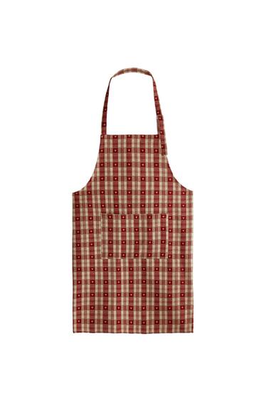 CHRISTMAS CHECK HEART COTTON APRON - أحمر الخاص بـ Zara
