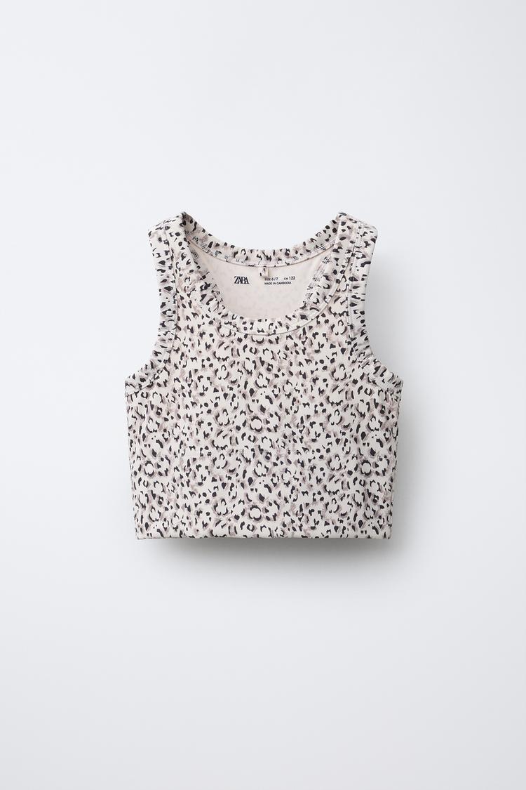 SPORTY ANIMAL PRINT TOP Brown ZARA United States