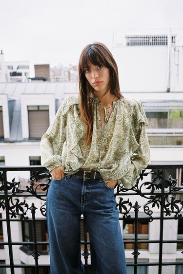 PRINTED BLOUSE WITH RUFFLES - Multicoloured by Zara