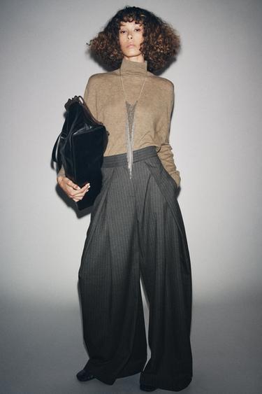 ZW COLLECTION PINSTRIPE DARTED TROUSERS - Grey by Zara - Image 4