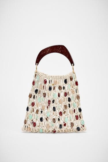 BUCKET BAG WITH BEADING - Light beige by Zara