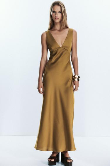 SATIN MIDI DRESS - Oil by Zara